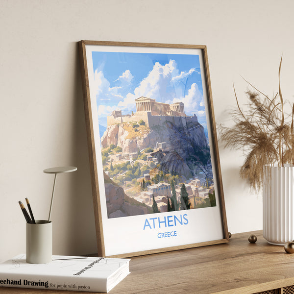 Athens Travel Print, Travel Poster of Athens, Greece, Athens Art, Greece Gift, Wall Art Print