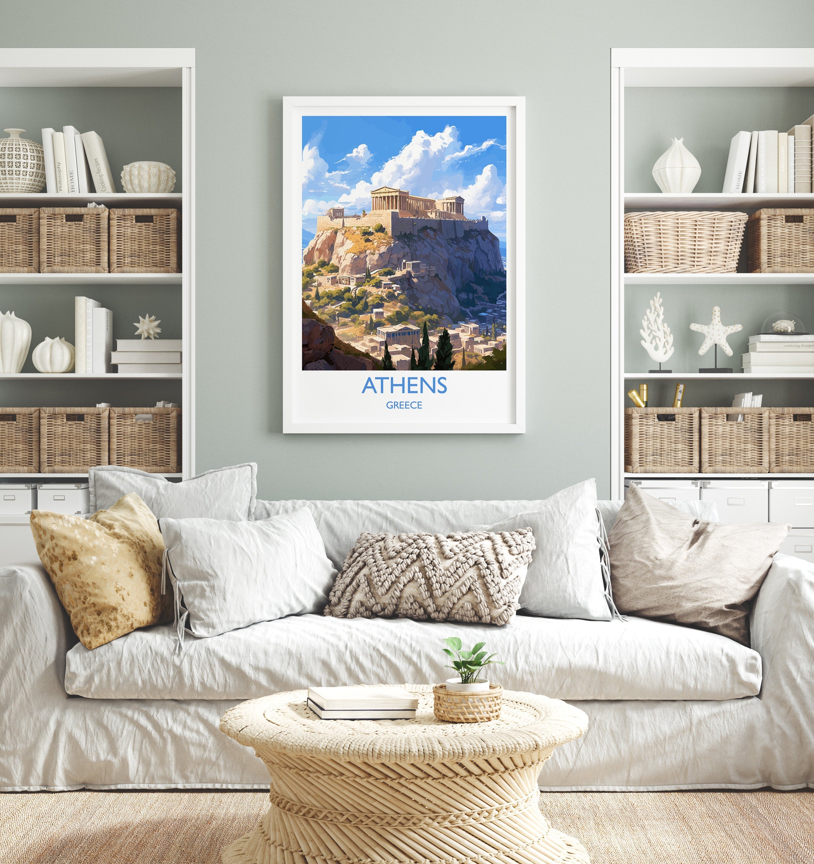 Athens Travel Print, Travel Poster of Athens, Greece, Athens Art, Greece Gift, Wall Art Print NQ Media Designs