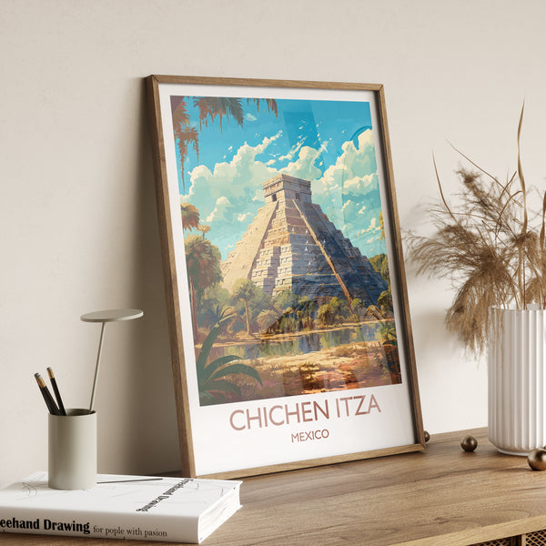 Chichen Itza Poster, Travel Print of Chichen Itza, Mexico, Chichen Itza gift, Travel Gift