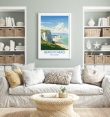 Beachy Head Travel Print, Travel Poster of Beachy Head, England, Kent Coast Art, White Cliffs Gift, Wall Art Print NQ Media Designs