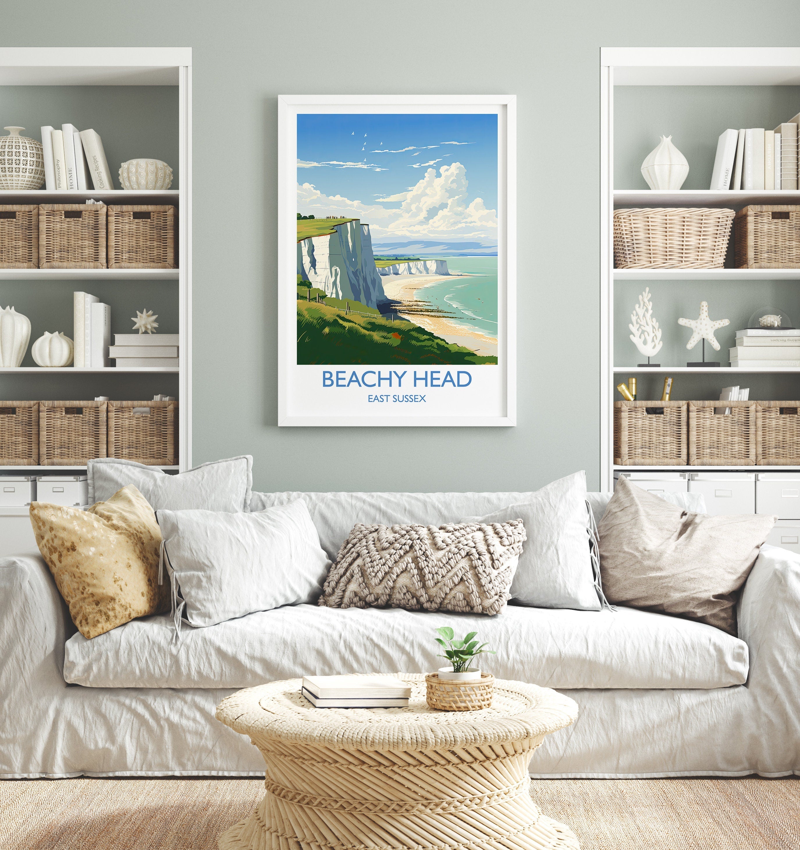 Beachy Head Travel Print, Travel Poster of Beachy Head, England, Kent Coast Art, White Cliffs Gift, Wall Art Print NQ Media Designs