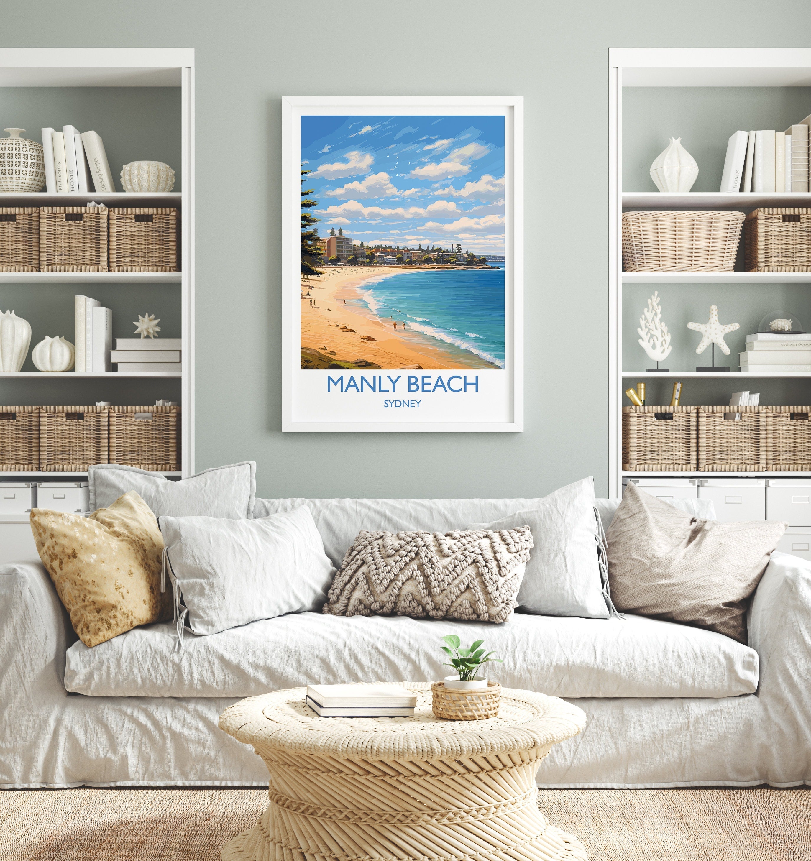 Manly Beach Poster, Travel Print of Manly Beach, Sydney, New South Wales, Australia, Travel Gift NQ Media Designs