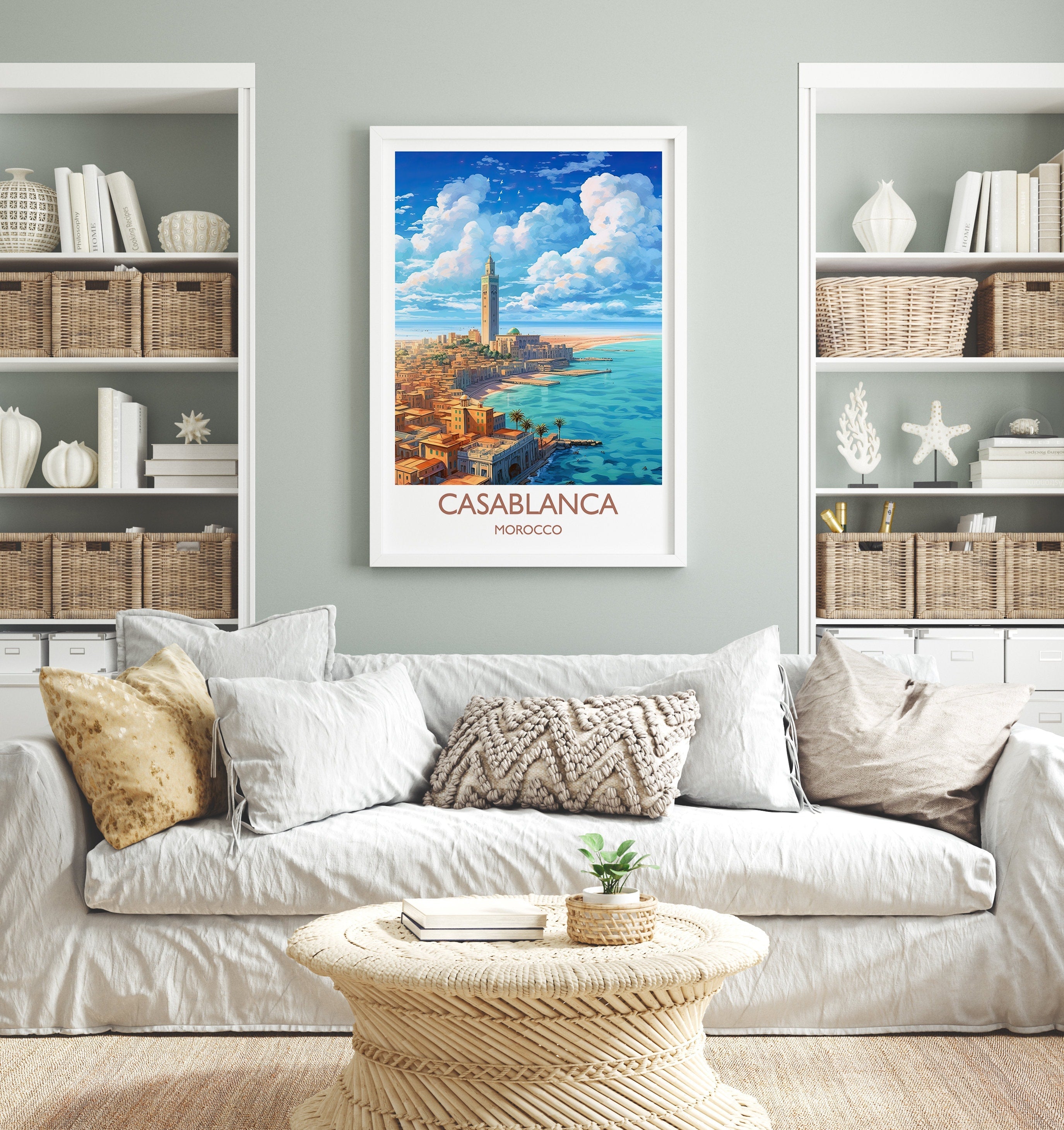 Casablanca Travel Print, Travel Poster of Casablanca, Morocco, Casablanca Art, Casablanca Gift, Wall Art Print NQ Media Designs