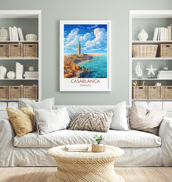 Casablanca Travel Print, Travel Poster of Casablanca, Morocco, Casablanca Art, Casablanca Gift, Wall Art Print