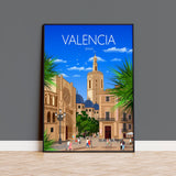 Valencia Travel Print, Travel Poster of Valencia, Spain, Valencia Cityscape, Valencia Gift NQ Media Designs