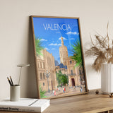 Valencia Travel Print, Travel Poster of Valencia, Spain, Valencia Cityscape, Valencia Gift NQ Media Designs
