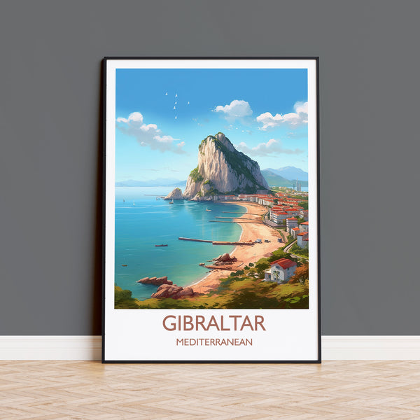 Gibraltar Travel Print, Travel Poster of Gibraltar, Mediterranean, Gibraltar Art, Gibraltar Gift, Wall Art Print