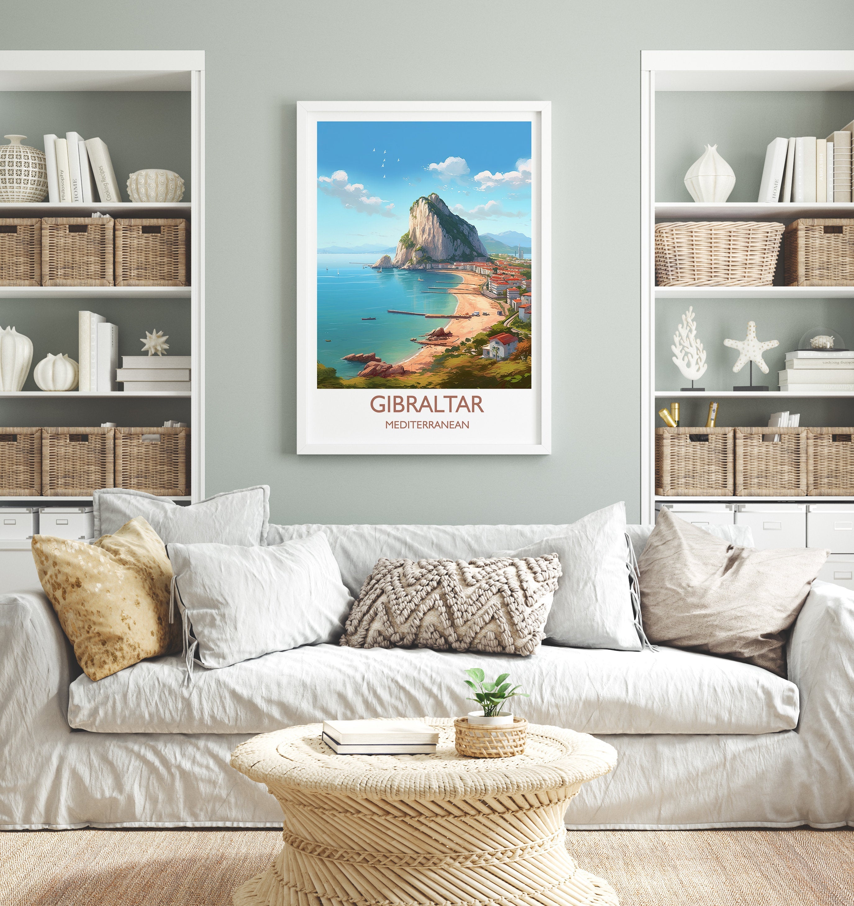 Gibraltar Travel Print, Travel Poster of Gibraltar, Mediterranean, Gibraltar Art, Gibraltar Gift, Wall Art Print NQ Media Designs