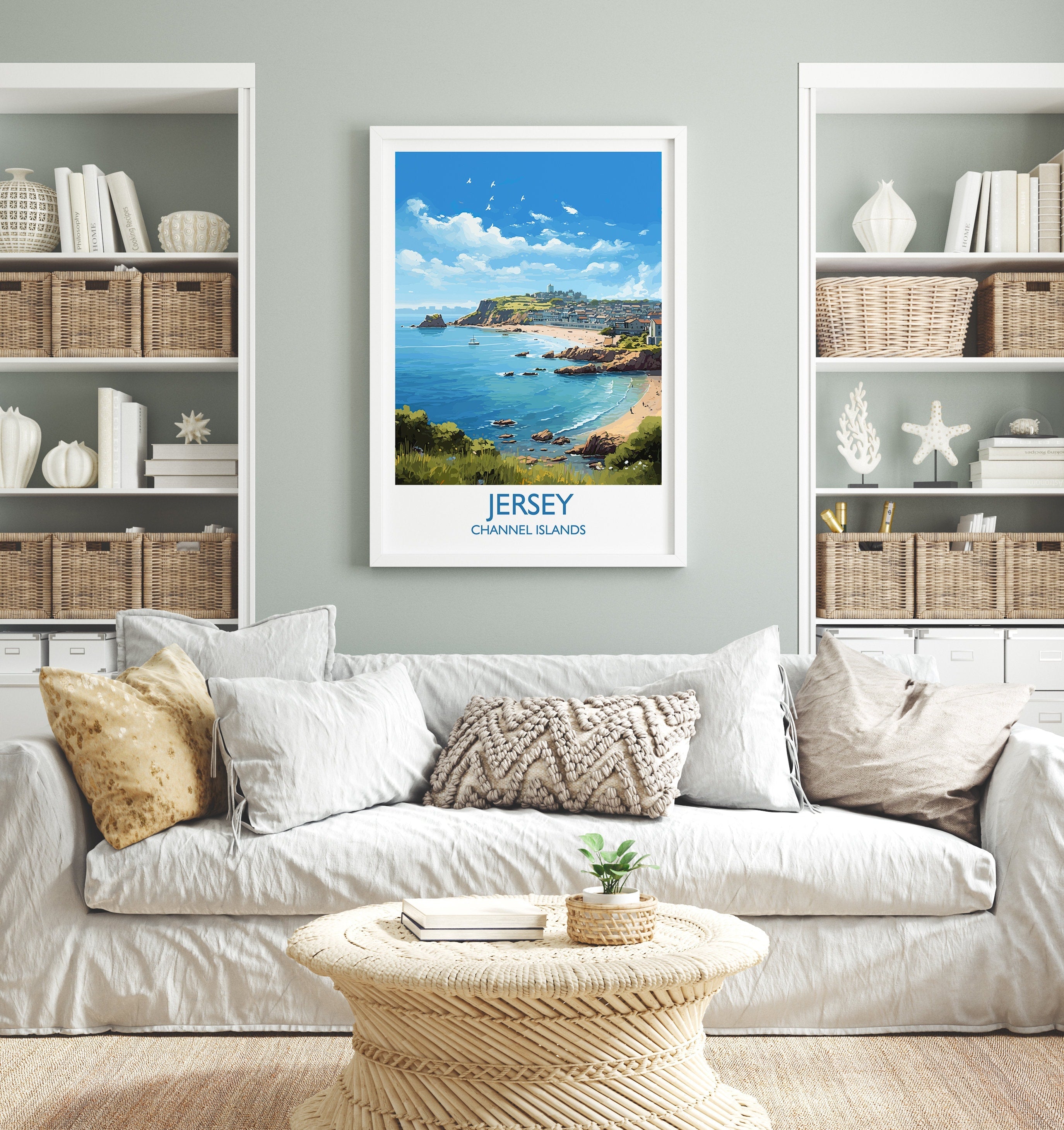 Jersey Travel Print, Travel Poster of Jersey, Jersey Gift, Channel Islands, Wall Art Print NQ Media Designs