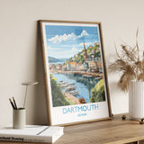 Dartmouth Travel Poster, Dartmouth Travel Print, England, Devon Art, Devon Gift, Wall Art Print NQ Media Designs