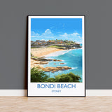 Bondi Beach Print, Travel Poster of Bondi Beach, Sydney, New South Wales, Australia, Travel Gift NQ Media Designs