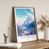 Mont Blanc Travel Poster, Travel Print of Mont Blanc, Mont Blanc Gift, Alps Art, Mount Blanc Gift, Wall Art Print NQ Media Designs