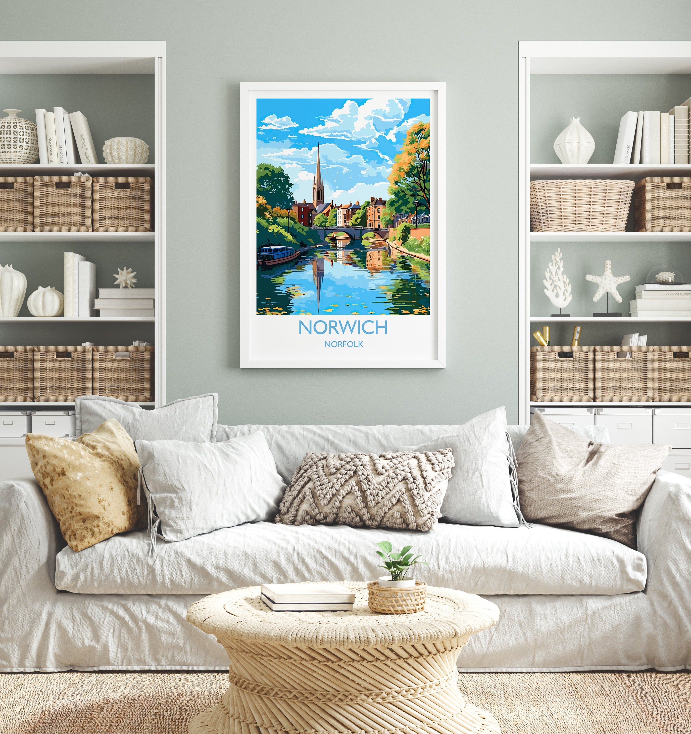 Norwich Travel Print, Travel Poster of Norwich, Norfolk, England, Norfolk Art, Norfolk Gift, Norwich Gift, Wall Art Print NQ Media Designs