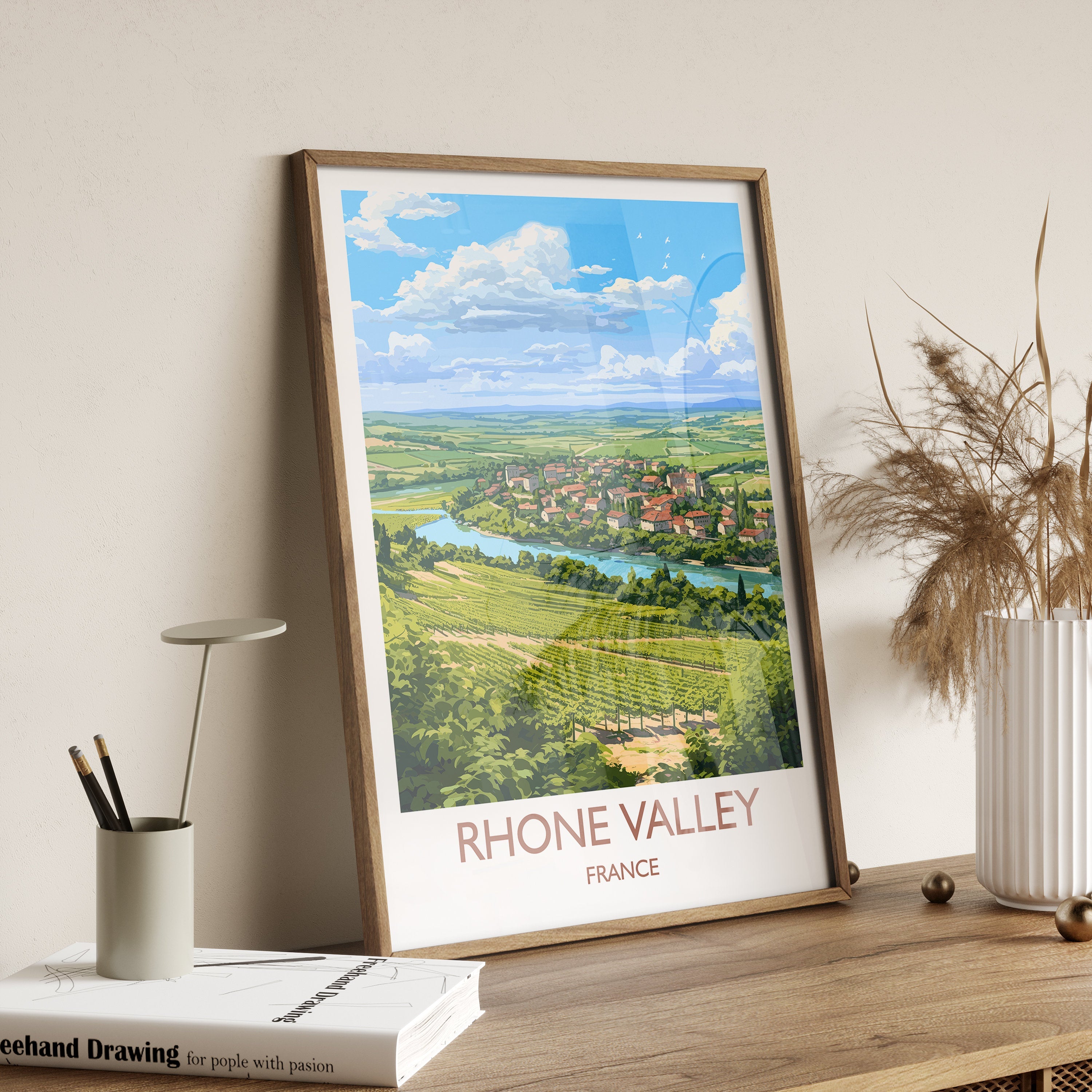 Rhone Valley Poster, Travel Print of Rhone Valley, Wine Region, France, Europe, Travel Gift NQ Media Designs