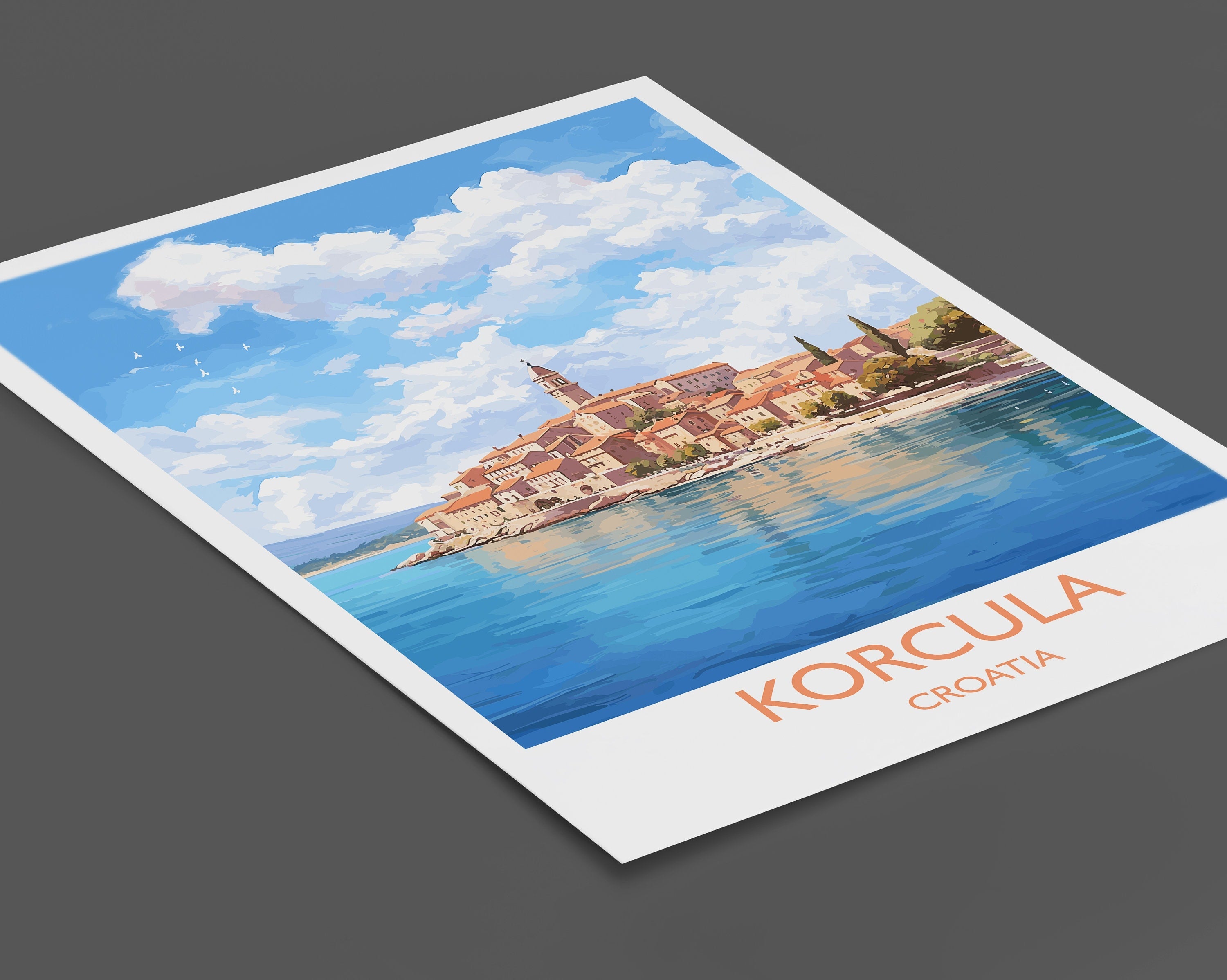 Korcula Travel Print, Travel Poster of Korcula, Croatia, Korcula Art, Korcula Gift, Wall Art Print NQ Media Designs