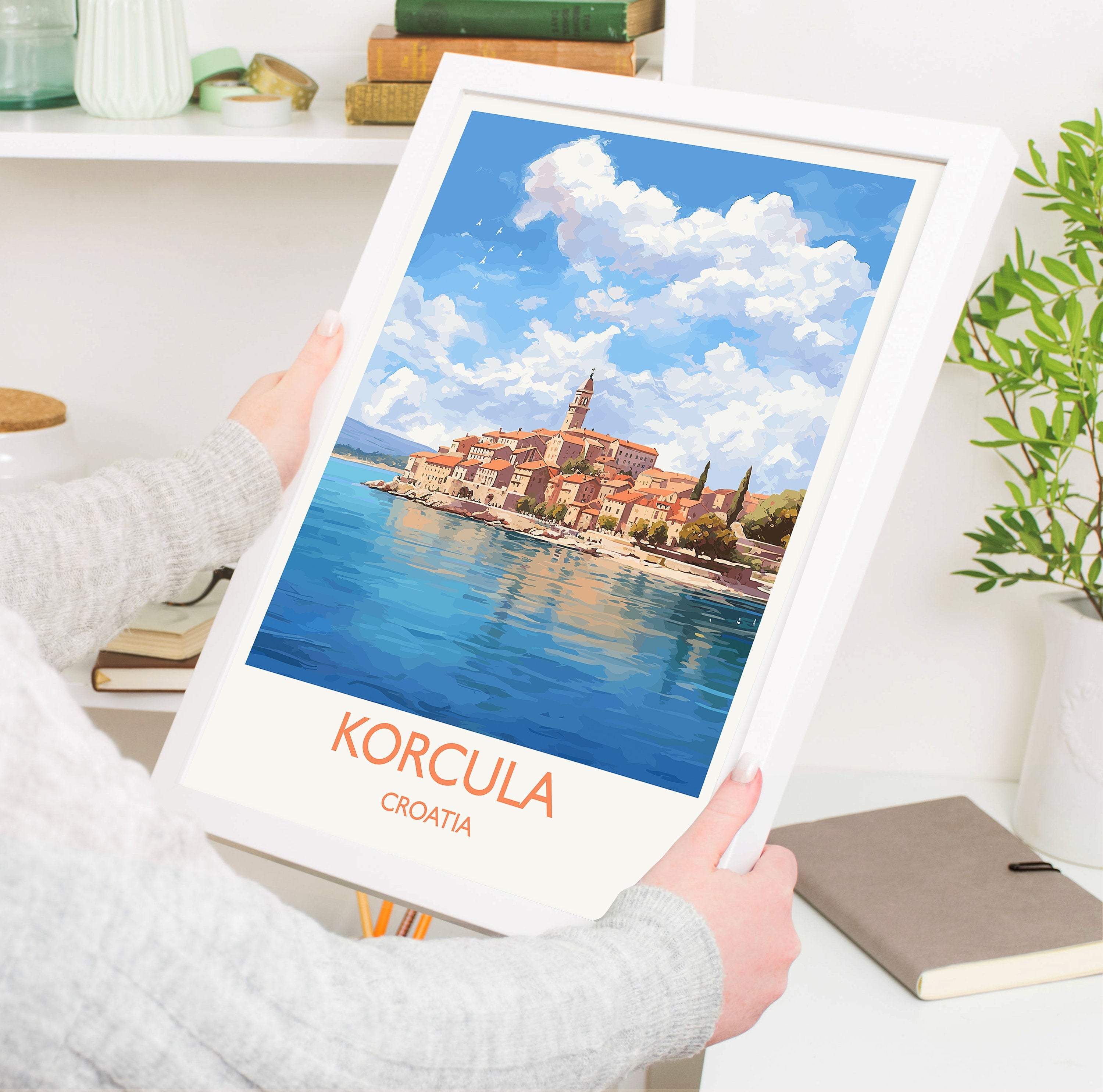 Korcula Travel Print, Travel Poster of Korcula, Croatia, Korcula Art, Korcula Gift, Wall Art Print NQ Media Designs