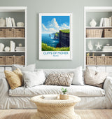 Cliffs of Moher Print, Travel Poster of Cliffs of Moher, Ireland, Travel Gift NQ Media Designs