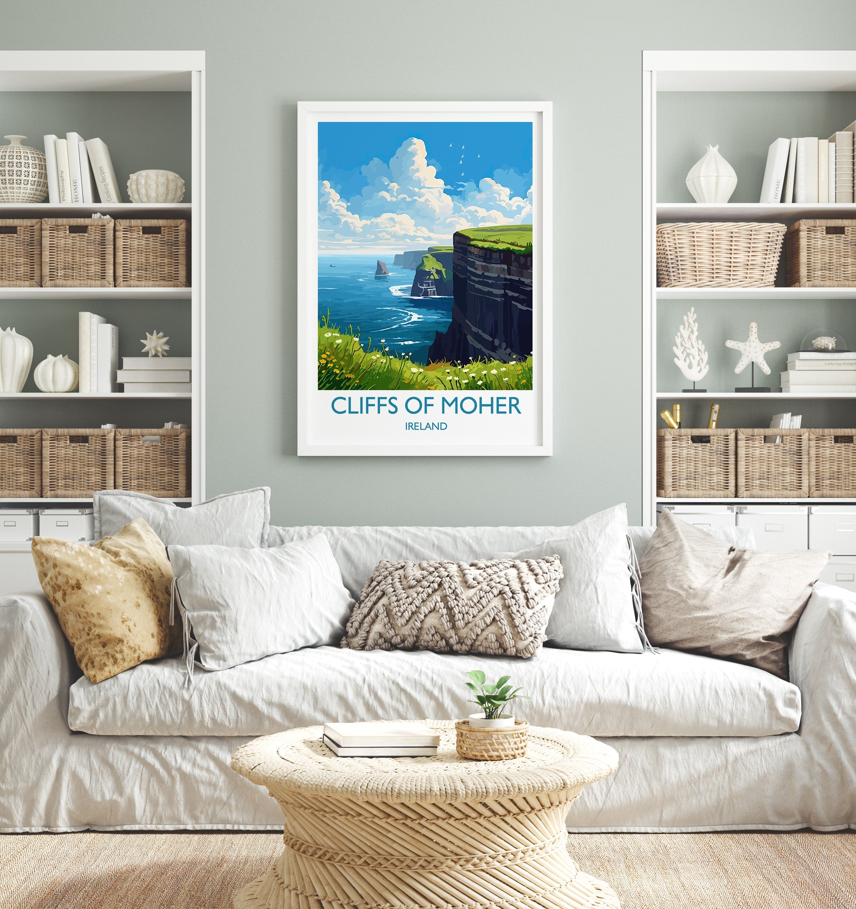 Cliffs of Moher Print, Travel Poster of Cliffs of Moher, Ireland, Travel Gift NQ Media Designs