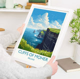 Cliffs of Moher Print, Travel Poster of Cliffs of Moher, Ireland, Travel Gift NQ Media Designs