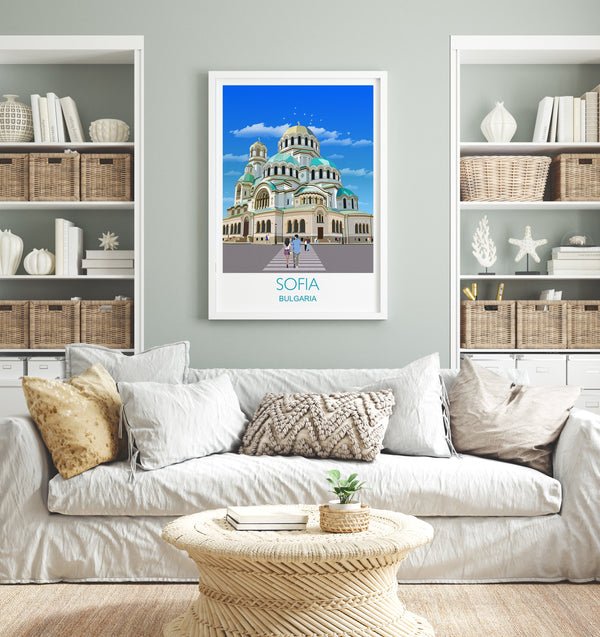 Sofia Travel Poster, Travel Print of Sofia, Bulgaria, Sofia Cityscape, St Alexander Nevsky Cathedral, Sofia Gift