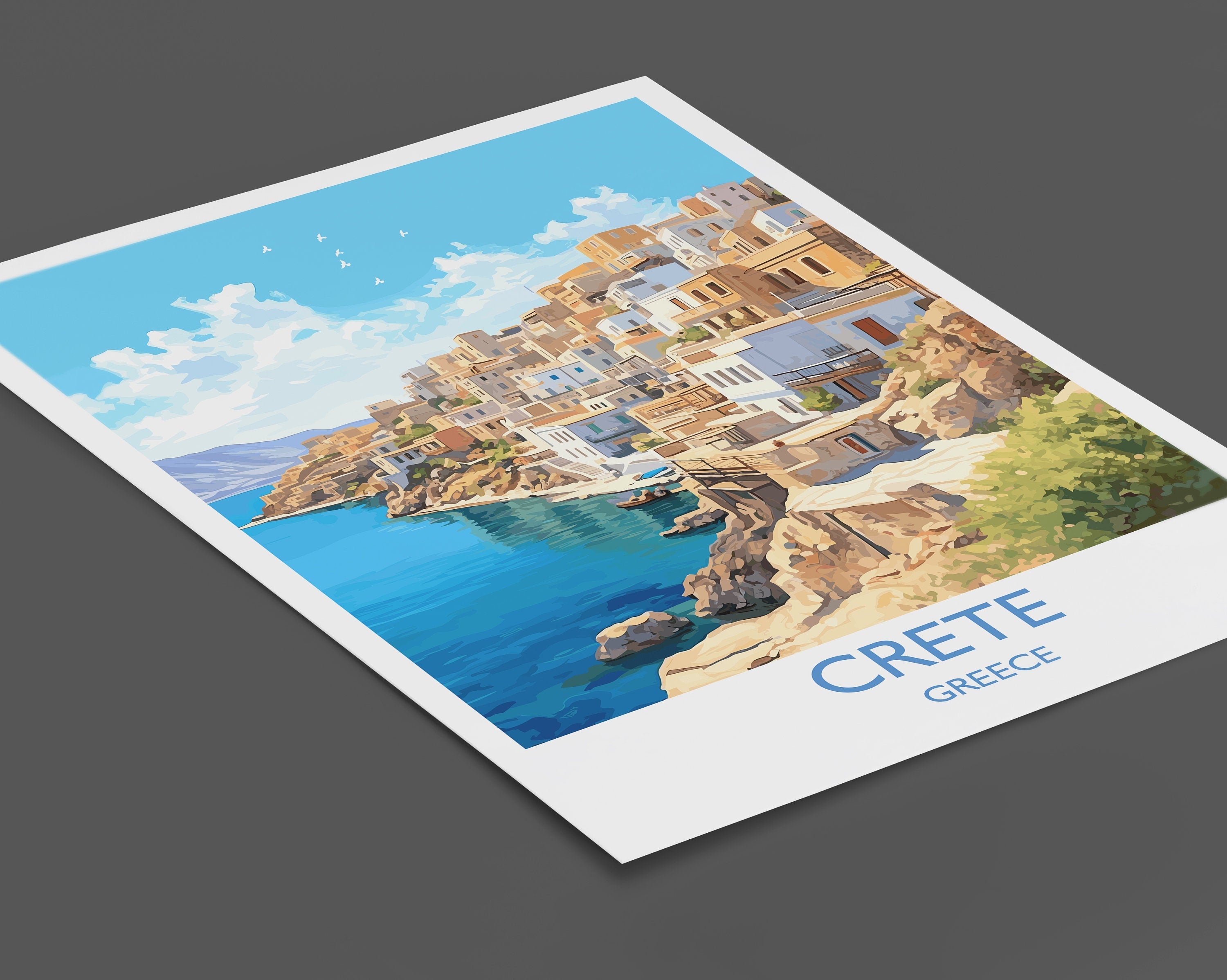 Crete Travel Print, Travel Poster of Crete, Greece Gift, Greek Islands Art, Crete Gift, Wall Art Print NQ Media Designs
