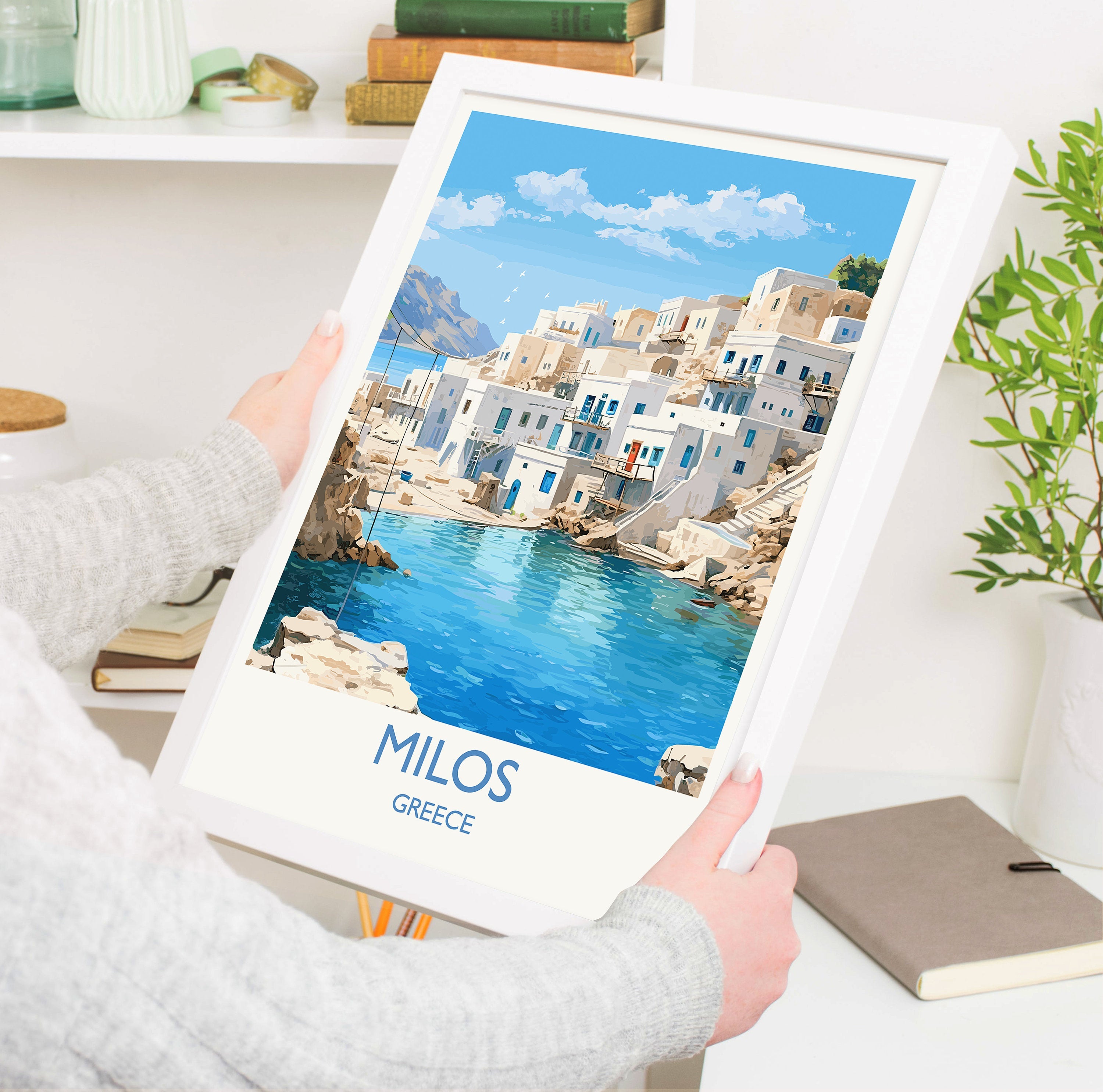 Milos Travel Print, Travel Poster of Milos, Greece Gift, Greek Islands Art, Milos Gift, Wall Art Print NQ Media Designs