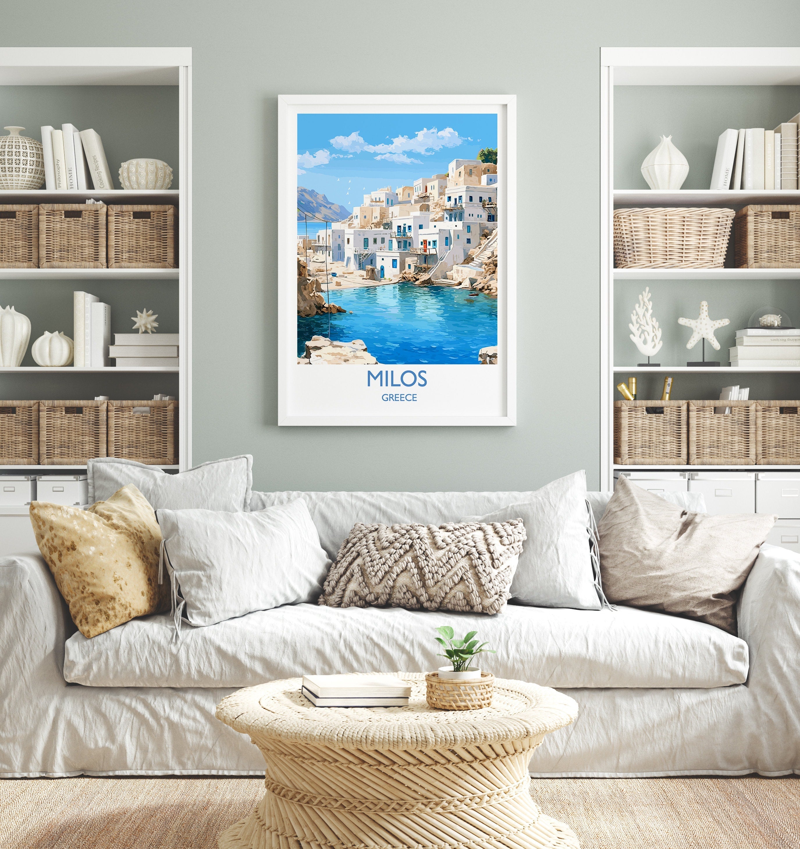Milos Travel Print, Travel Poster of Milos, Greece Gift, Greek Islands Art, Milos Gift, Wall Art Print NQ Media Designs