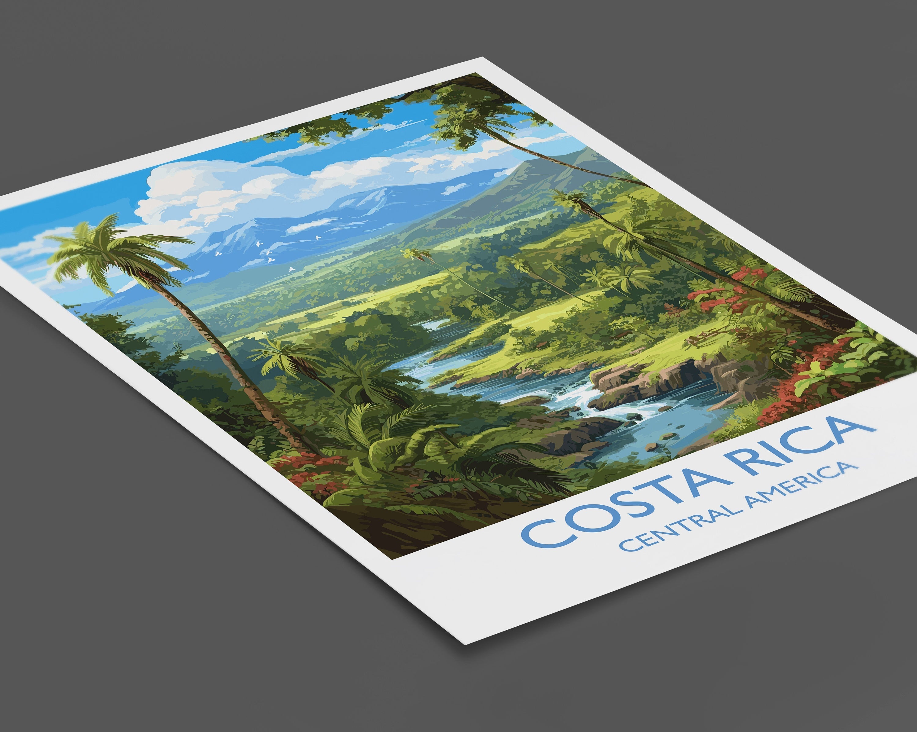 Costa Rica Travel Poster, Travel Print of Costa Rica, Central America, Costa Rica Gift, Wall Art Print NQ Media Designs