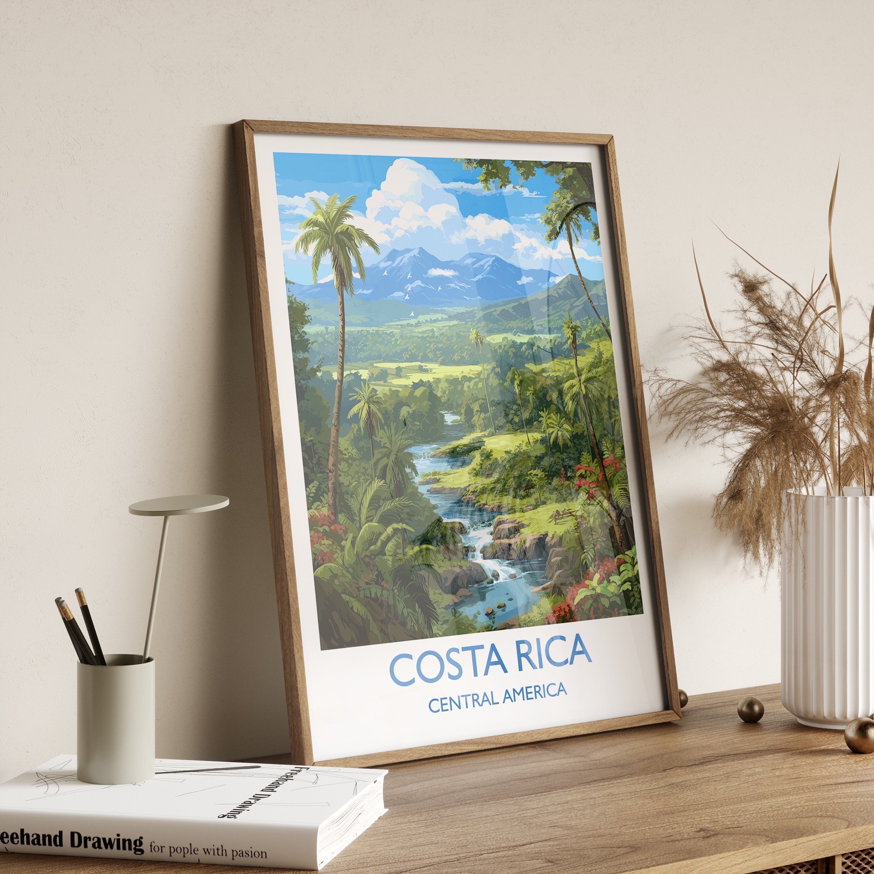 Costa Rica Travel Poster, Travel Print of Costa Rica, Central America, Costa Rica Gift, Wall Art Print NQ Media Designs