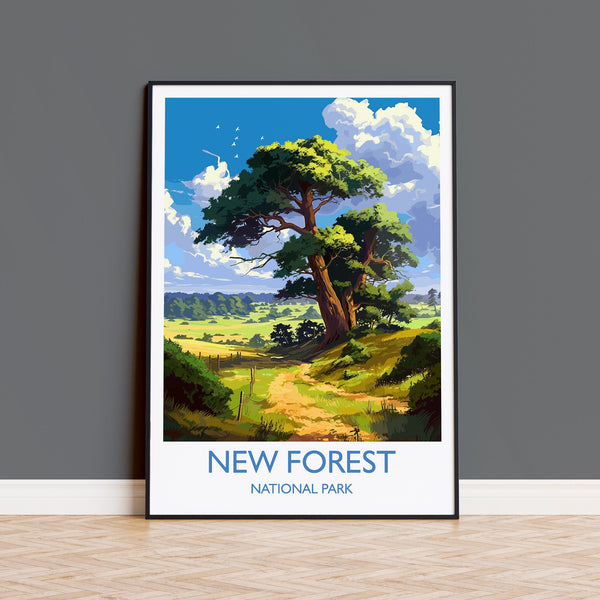 New Forest Travel Print, Travel Poster of New Forest, England, New Forest Art, New Forest Gift, Wall Art Print