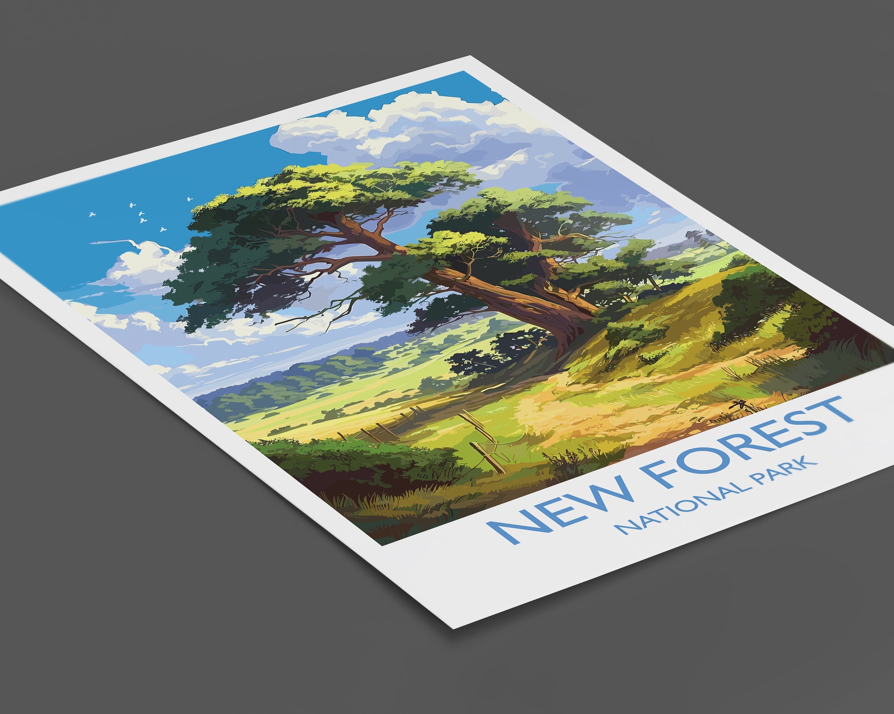 New Forest Travel Print, Travel Poster of New Forest, England, New Forest Art, New Forest Gift, Wall Art Print NQ Media Designs