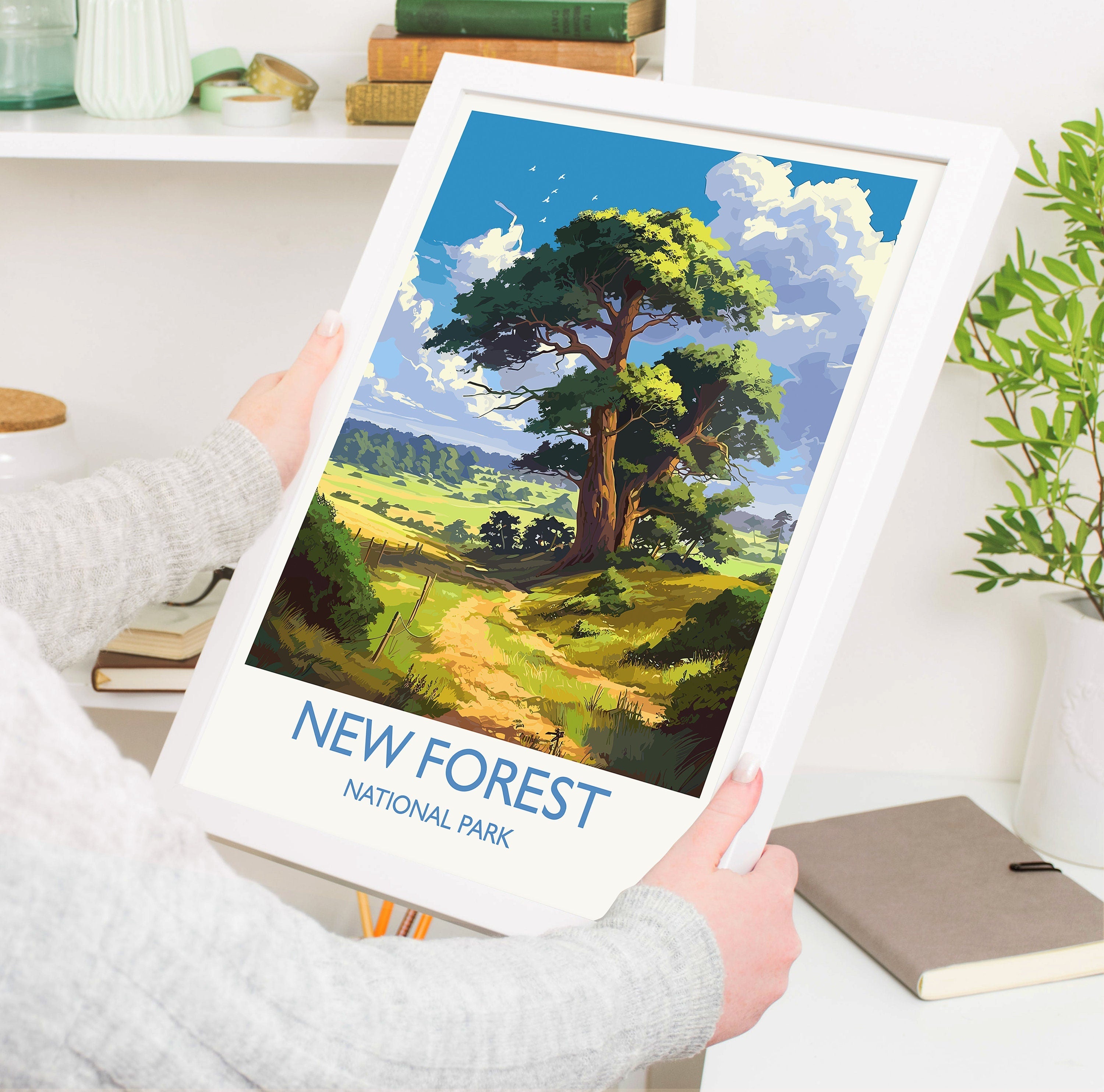 New Forest Travel Print, Travel Poster of New Forest, England, New Forest Art, New Forest Gift, Wall Art Print NQ Media Designs