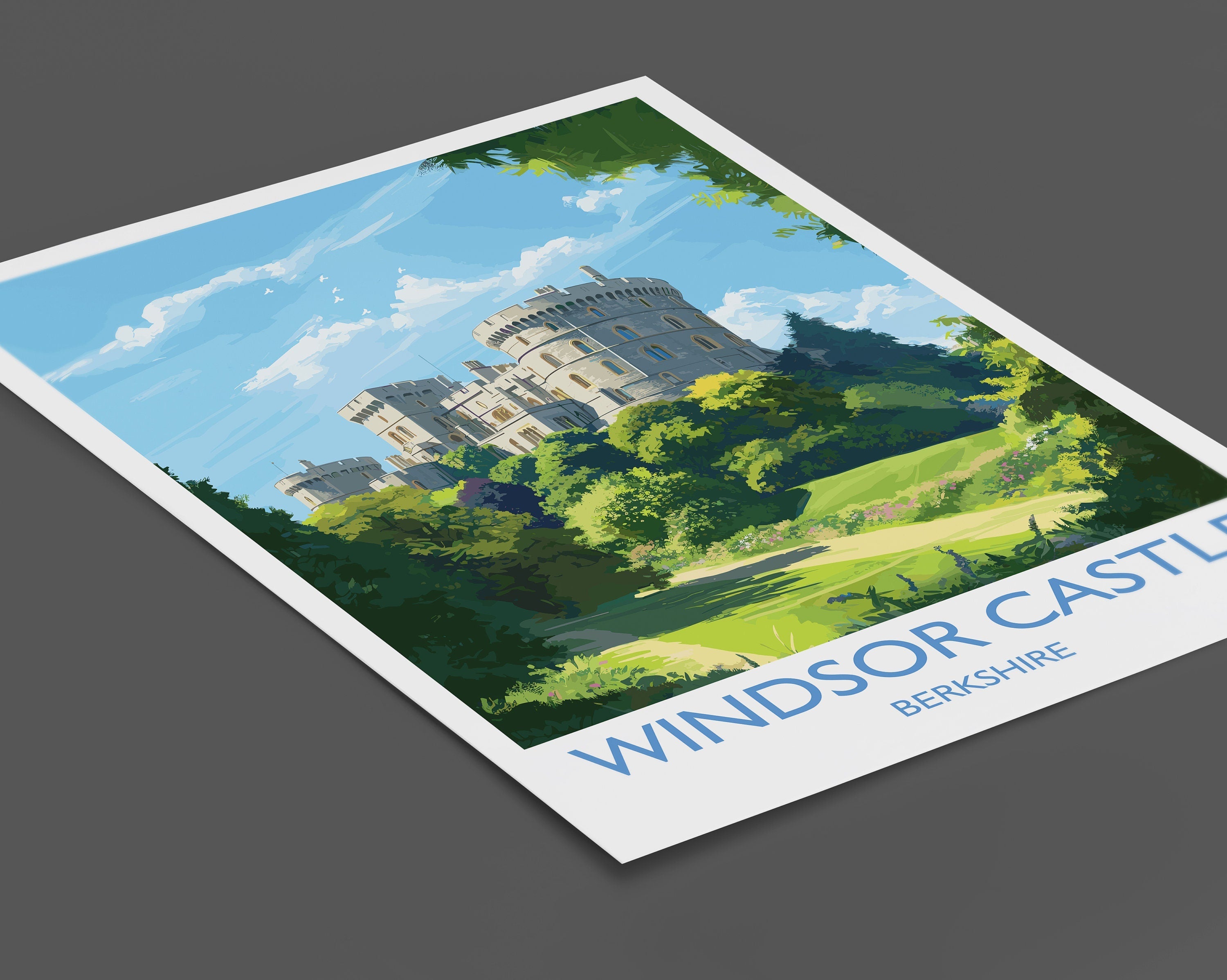 Windsor Castle Travel Print, Travel Poster of Windsor Castle, Berkshire, England, Windsor Castle Gift, Wall Art Print NQ Media Designs