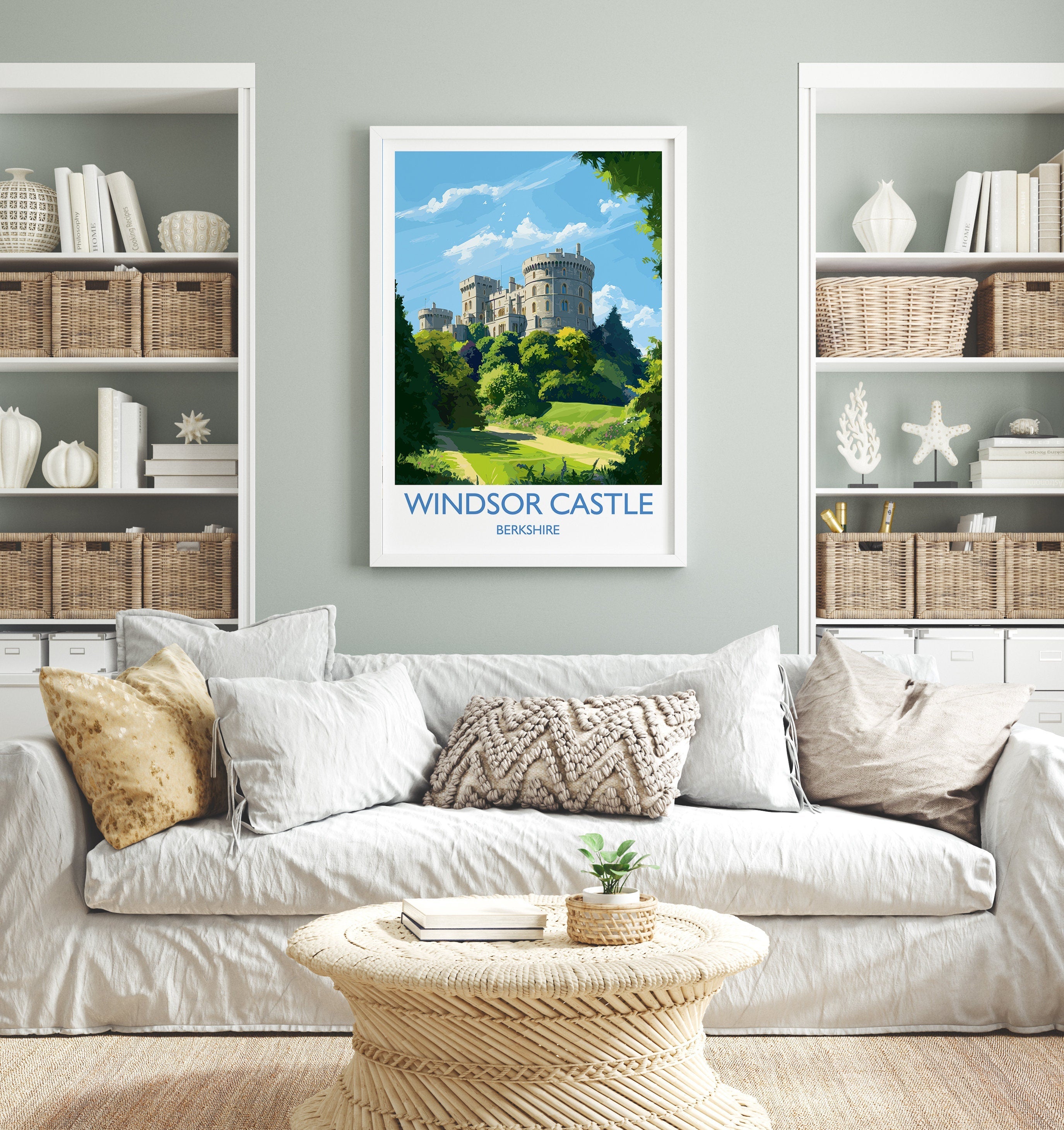 Windsor Castle Travel Print, Travel Poster of Windsor Castle, Berkshire, England, Windsor Castle Gift, Wall Art Print NQ Media Designs