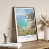 Porthcurno Travel Print, Travel Poster of Porthcurno, England, Cornwall Art, Porthcurno Gift, Cornwall Gift, Wall Art Print