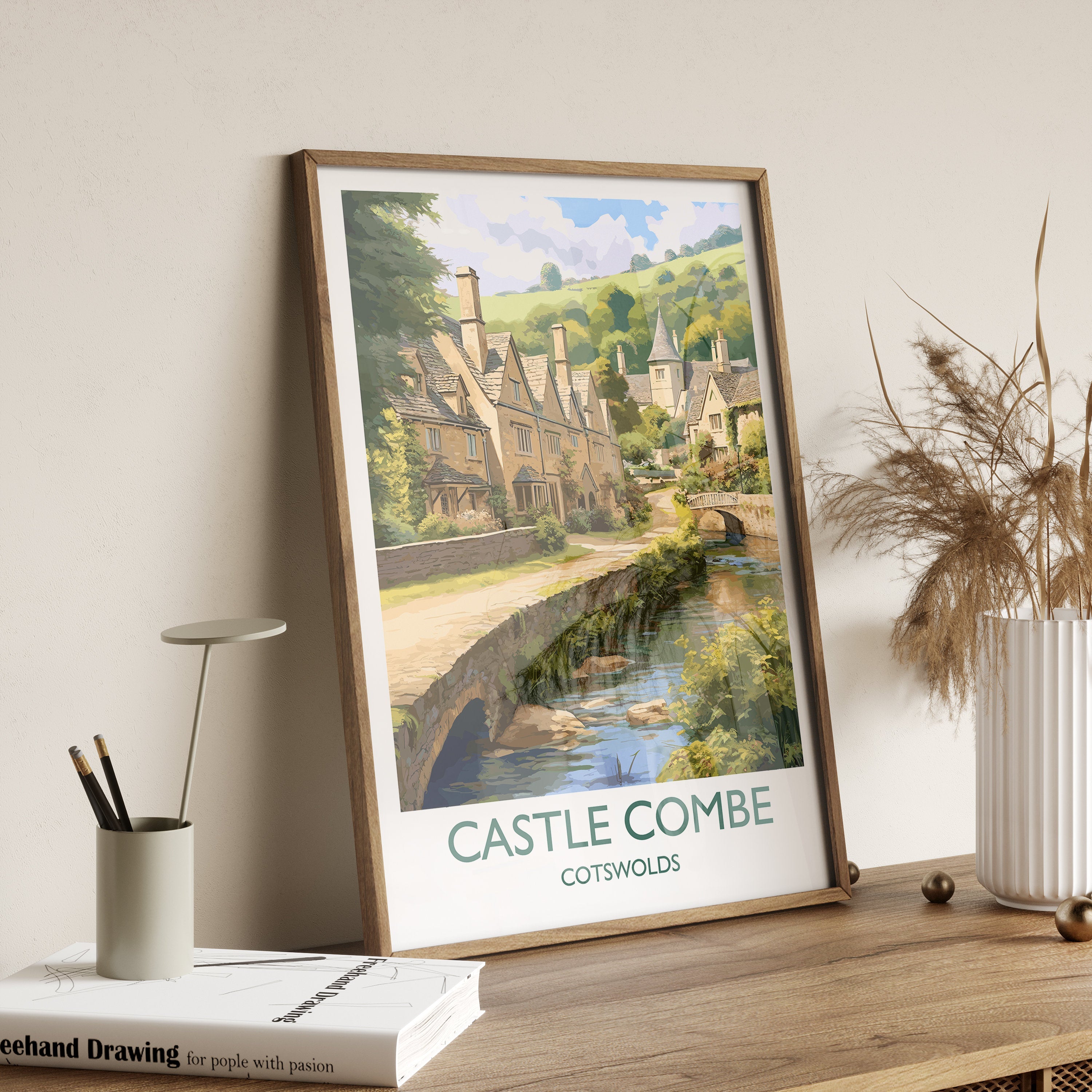 Castle Combe Travel Poster, Travel Print of Castle Combe, England, Cotswolds Art, Cotswolds Gift, Wall Art Print NQ Media Designs