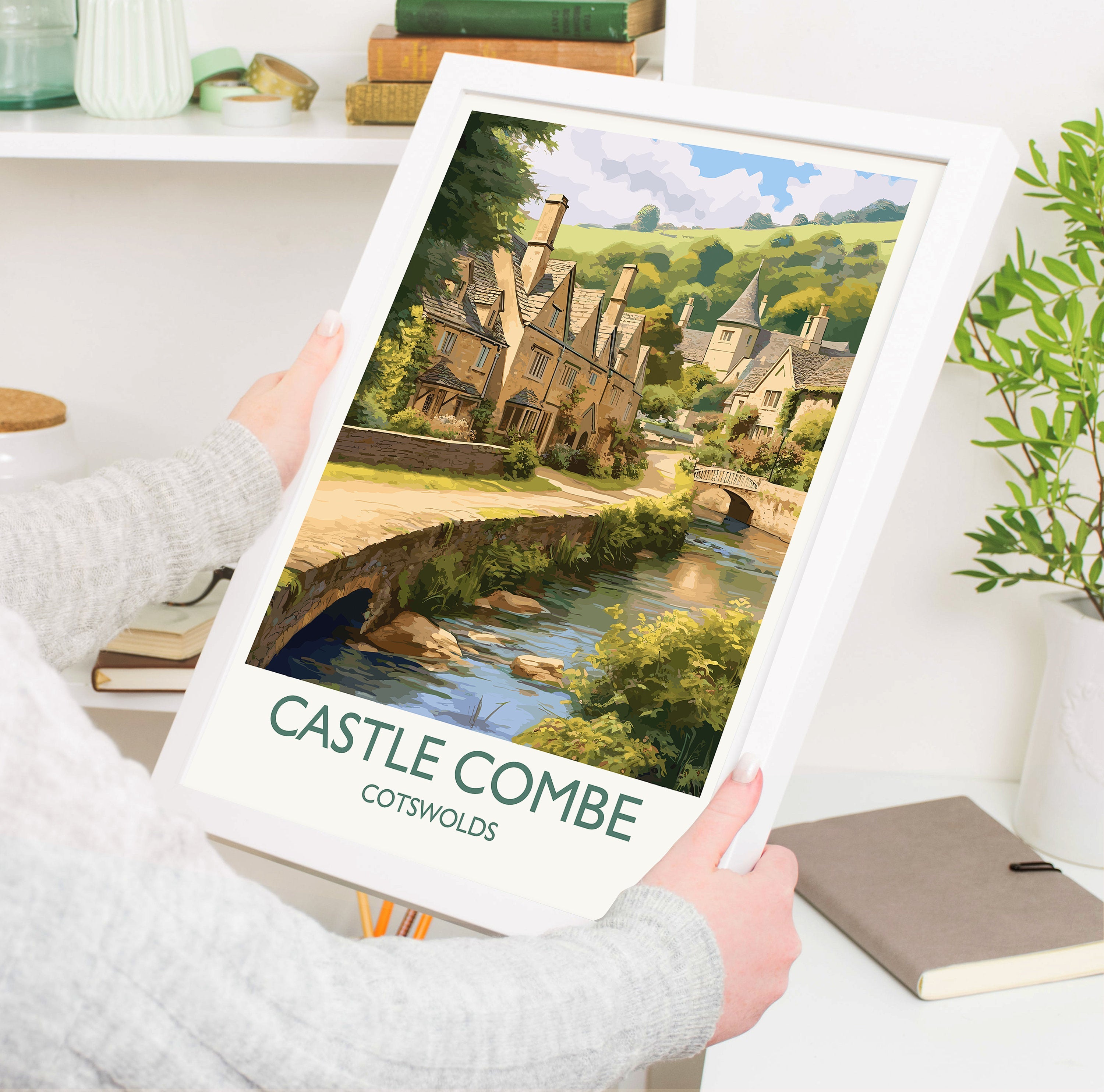 Castle Combe Travel Poster, Travel Print of Castle Combe, England, Cotswolds Art, Cotswolds Gift, Wall Art Print NQ Media Designs