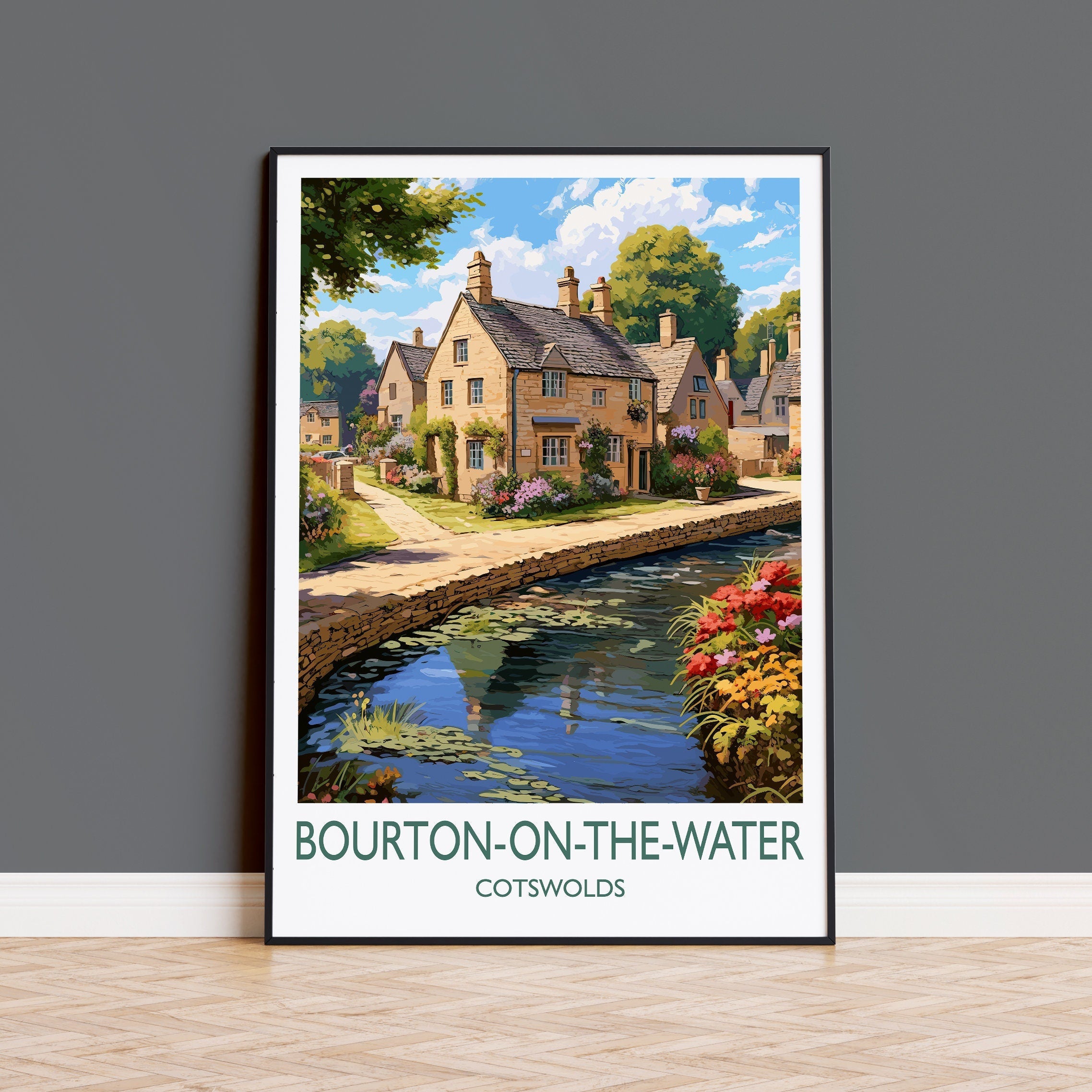 Bourton on the Water Travel Print, Travel Poster of Bourton on the water, England, Cotswolds Art, Cotswolds Gift, Wall Art Print NQ Media Designs