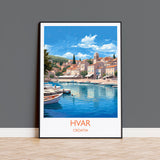 Hvar Travel Print, Travel Poster of Hvar, Croatia, Hvar Art, Hvar Gift, Wall Art Print NQ Media Designs