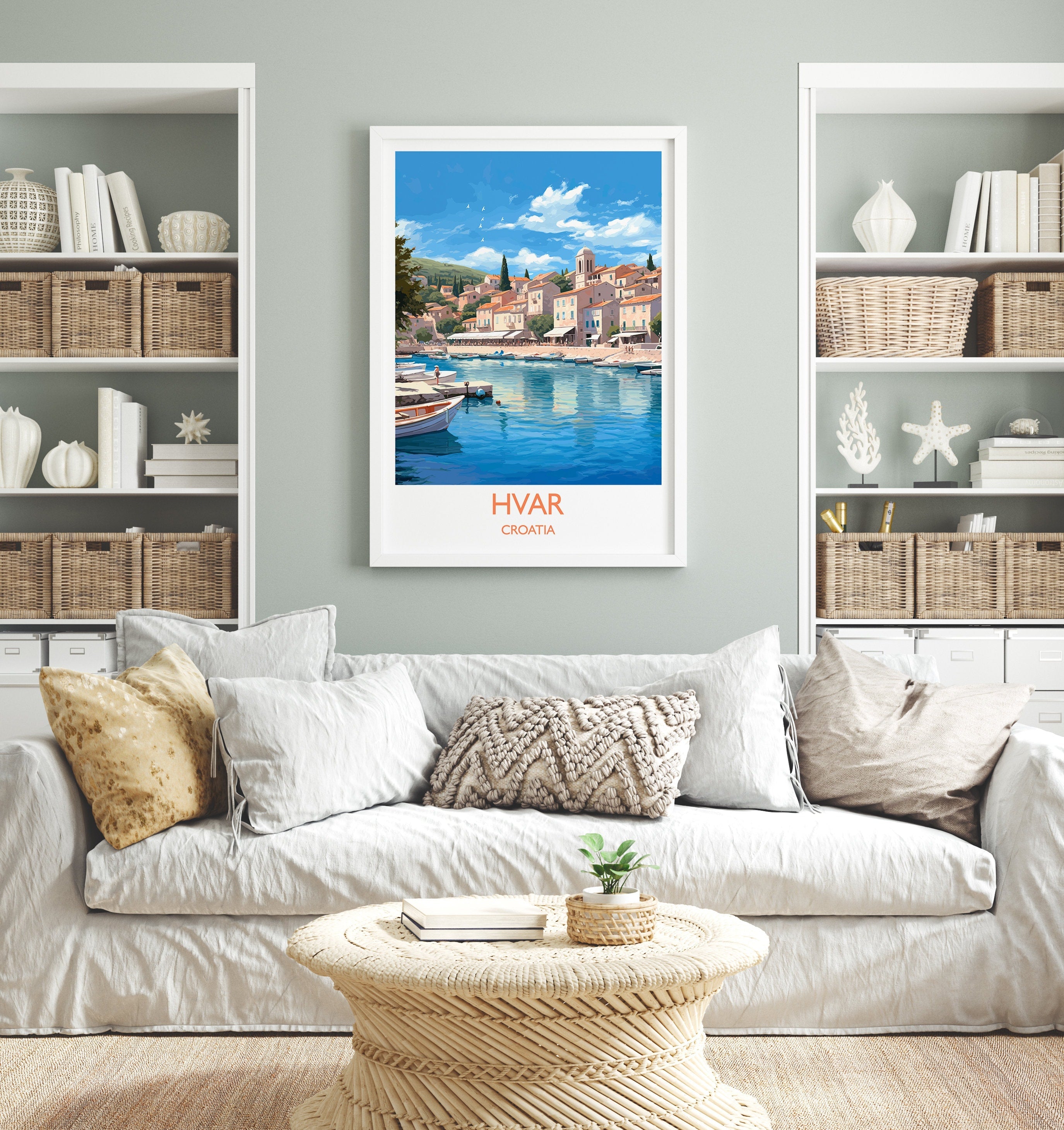 Hvar Travel Print, Travel Poster of Hvar, Croatia, Hvar Art, Hvar Gift, Wall Art Print NQ Media Designs