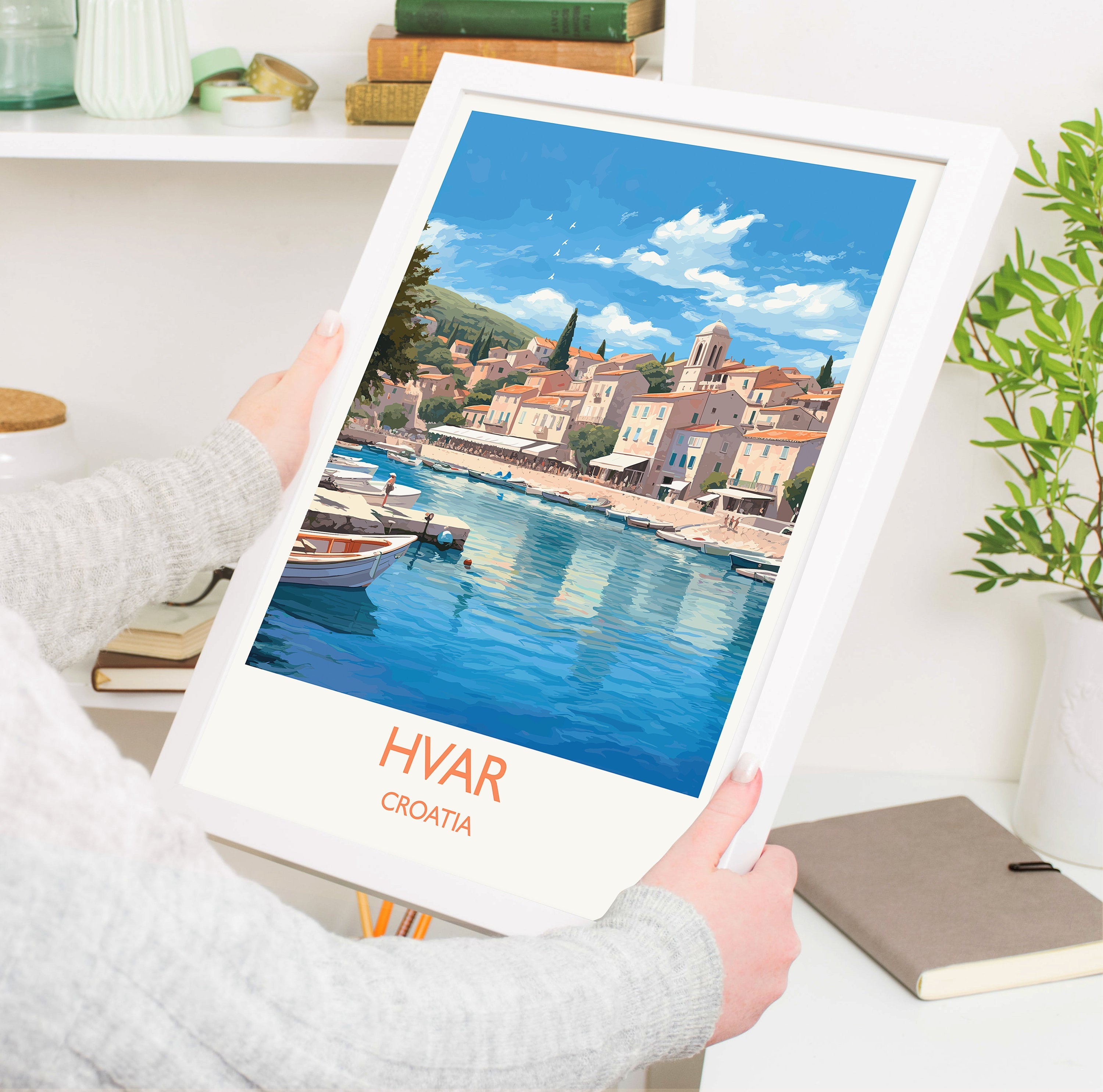 Hvar Travel Print, Travel Poster of Hvar, Croatia, Hvar Art, Hvar Gift, Wall Art Print NQ Media Designs