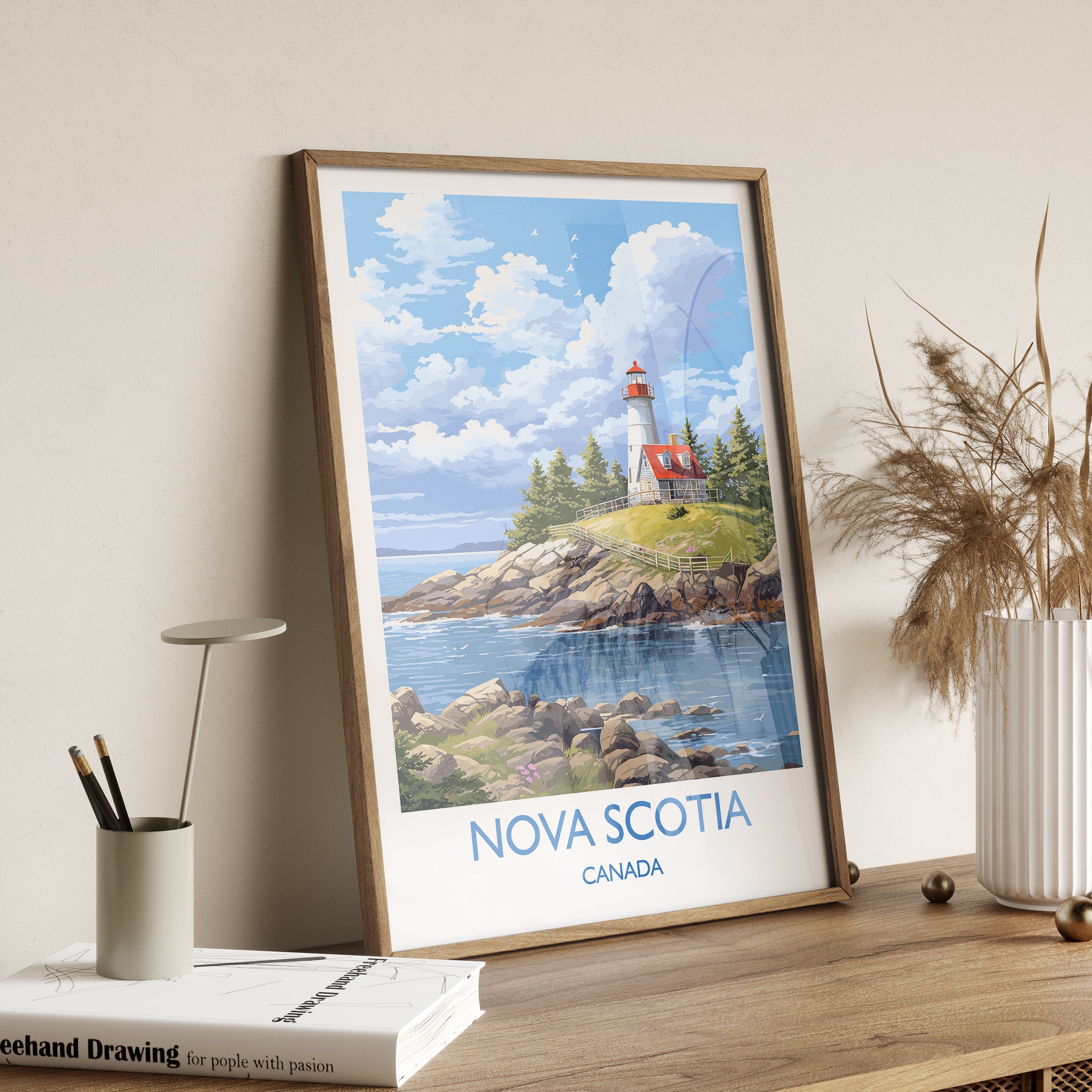 Nova Scotia Print, Travel Poster of Nova Scotia, Nova Scotia Gift, Canada, Travel Gift NQ Media Designs