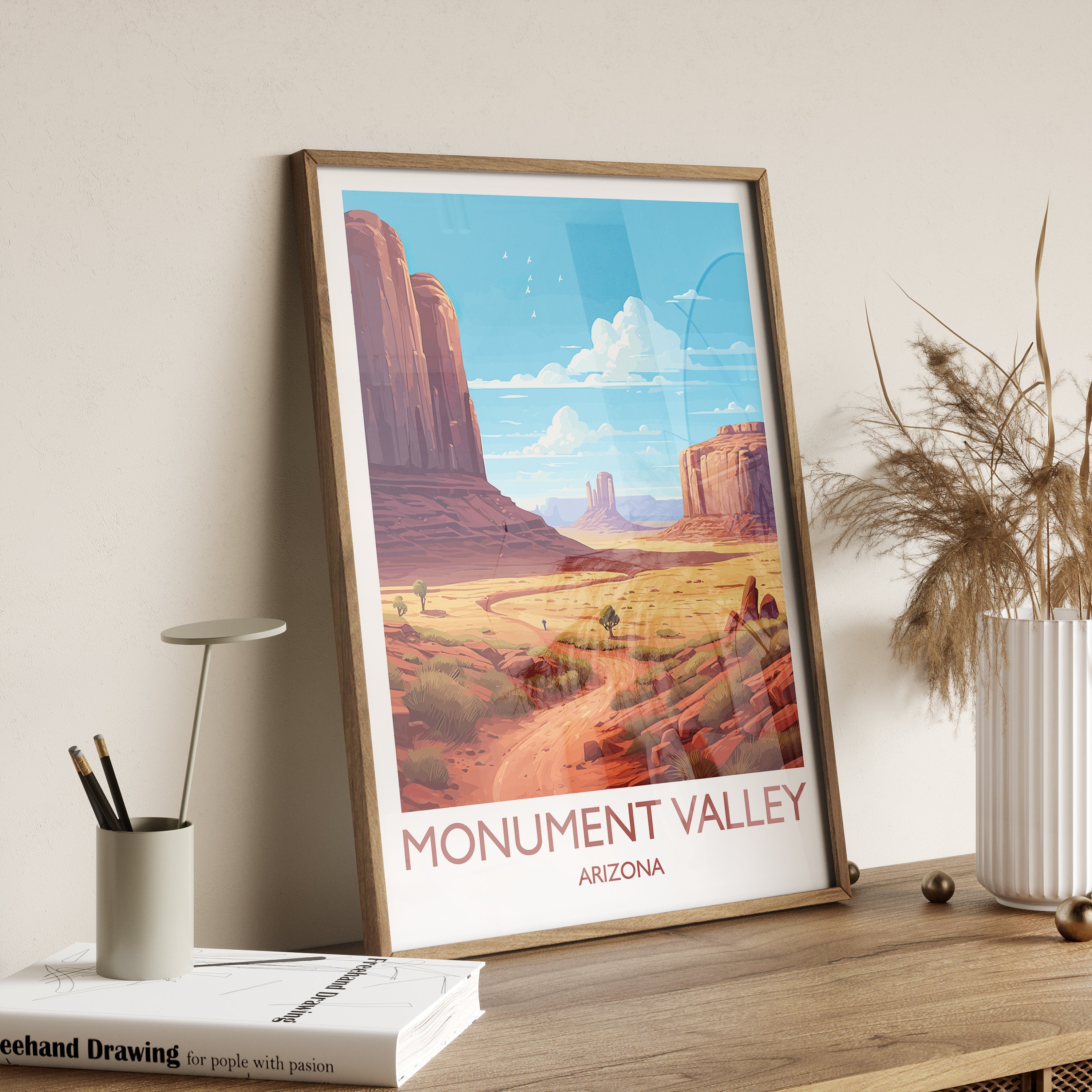 Monument Valley Travel Print, Travel Poster of Monument Valley, Arizona, Arizona Art, Monument Valley Gift, Wall Art Print NQ Media Designs