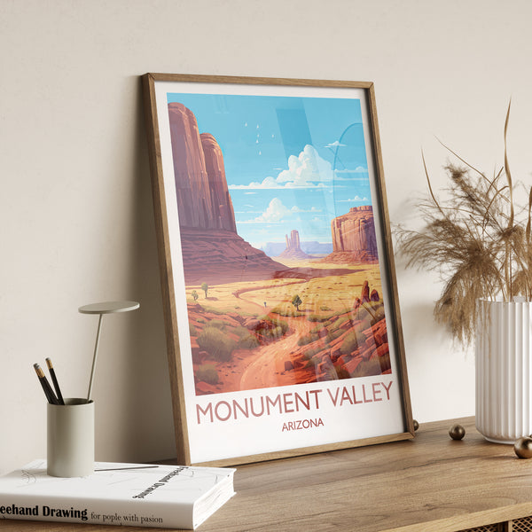 Monument Valley Travel Print, Travel Poster of Monument Valley, Arizona, Arizona Art, Monument Valley Gift, Wall Art Print