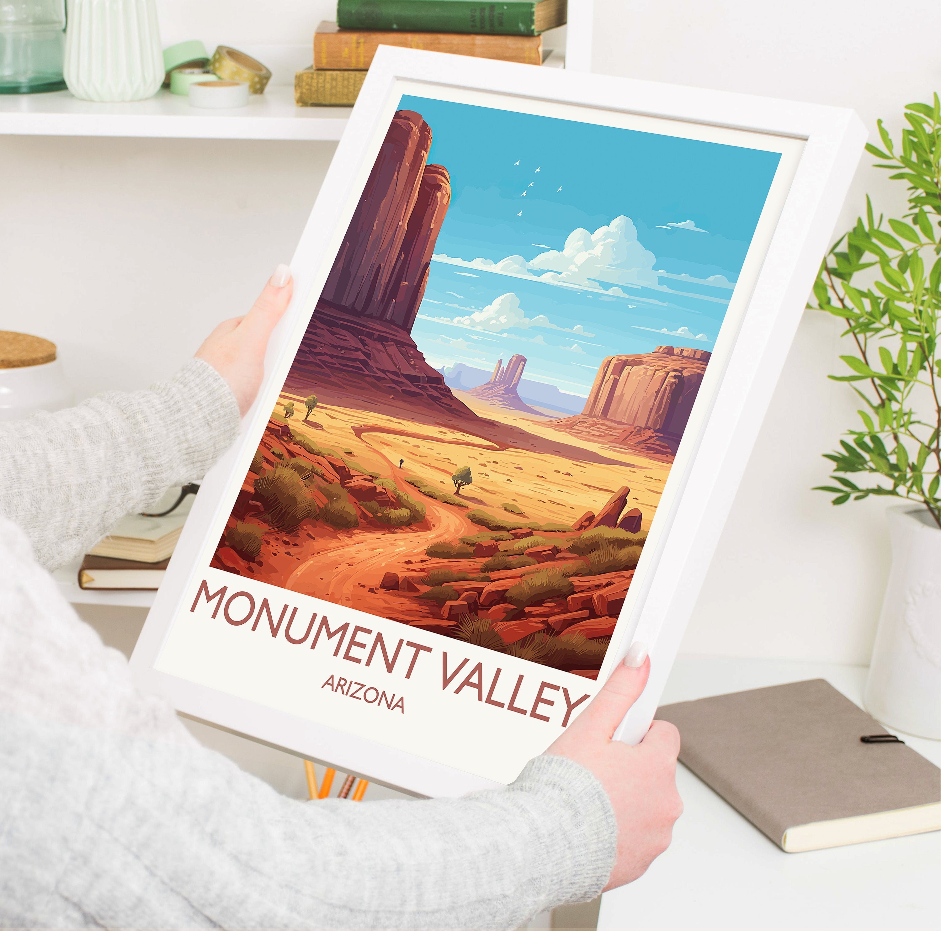 Monument Valley Travel Print, Travel Poster of Monument Valley, Arizona, Arizona Art, Monument Valley Gift, Wall Art Print NQ Media Designs