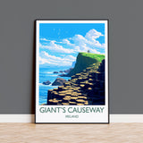 Giants Causeway Travel Print, Travel Poster of Giants Causeway, Ireland, Giants Causeway Gift, Ireland Gift, Wall Art Print NQ Media Designs