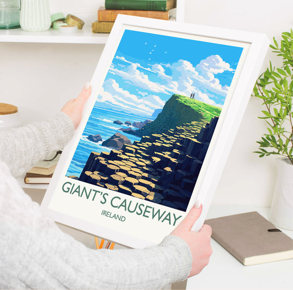 Giants Causeway Travel Print, Travel Poster of Giants Causeway, Ireland, Giants Causeway Gift, Ireland Gift, Wall Art Print