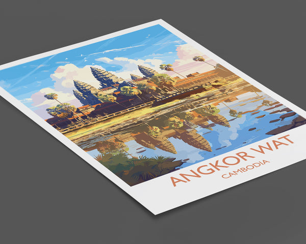 Angkor Wat Travel Print, Travel Poster of Angkor Wat, Cambodia, Angkor Wat Gift, Cambodia Gift, Wall Art Print
