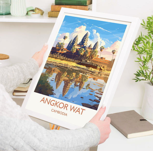 Angkor Wat Travel Print, Travel Poster of Angkor Wat, Cambodia, Angkor Wat Gift, Cambodia Gift, Wall Art Print