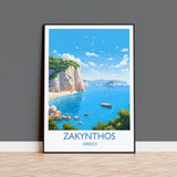 Zakynthos Travel Print, Travel Poster of Zakynthos, Greece Gift, Greek Islands Art, ZakynthosGift, Wall Art Print NQ Media Designs